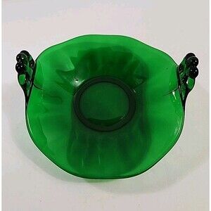 Anchor Hocking Forest GreenGlass Curled Edge Candy/Trinket/Plate